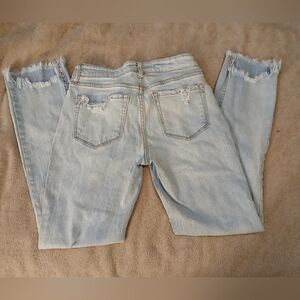 ^AEROPOSTALE distressed ankle straight blue jeans